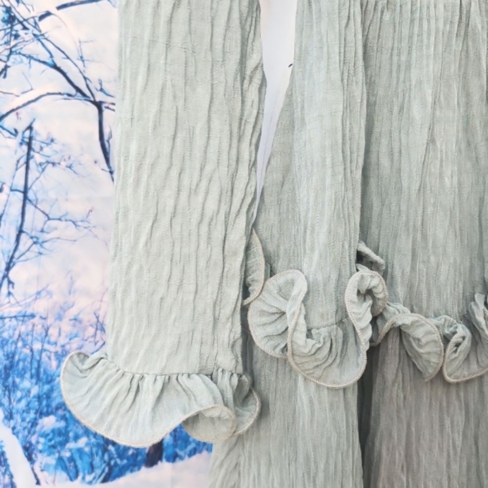 SAINTS + SECRETS   boho crepe style frill long sleeve mini dress - Picture 6 of 9